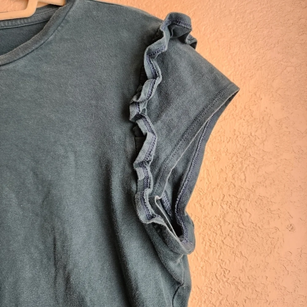 A New Day green ruffle detail short sleeve Shirt Size M